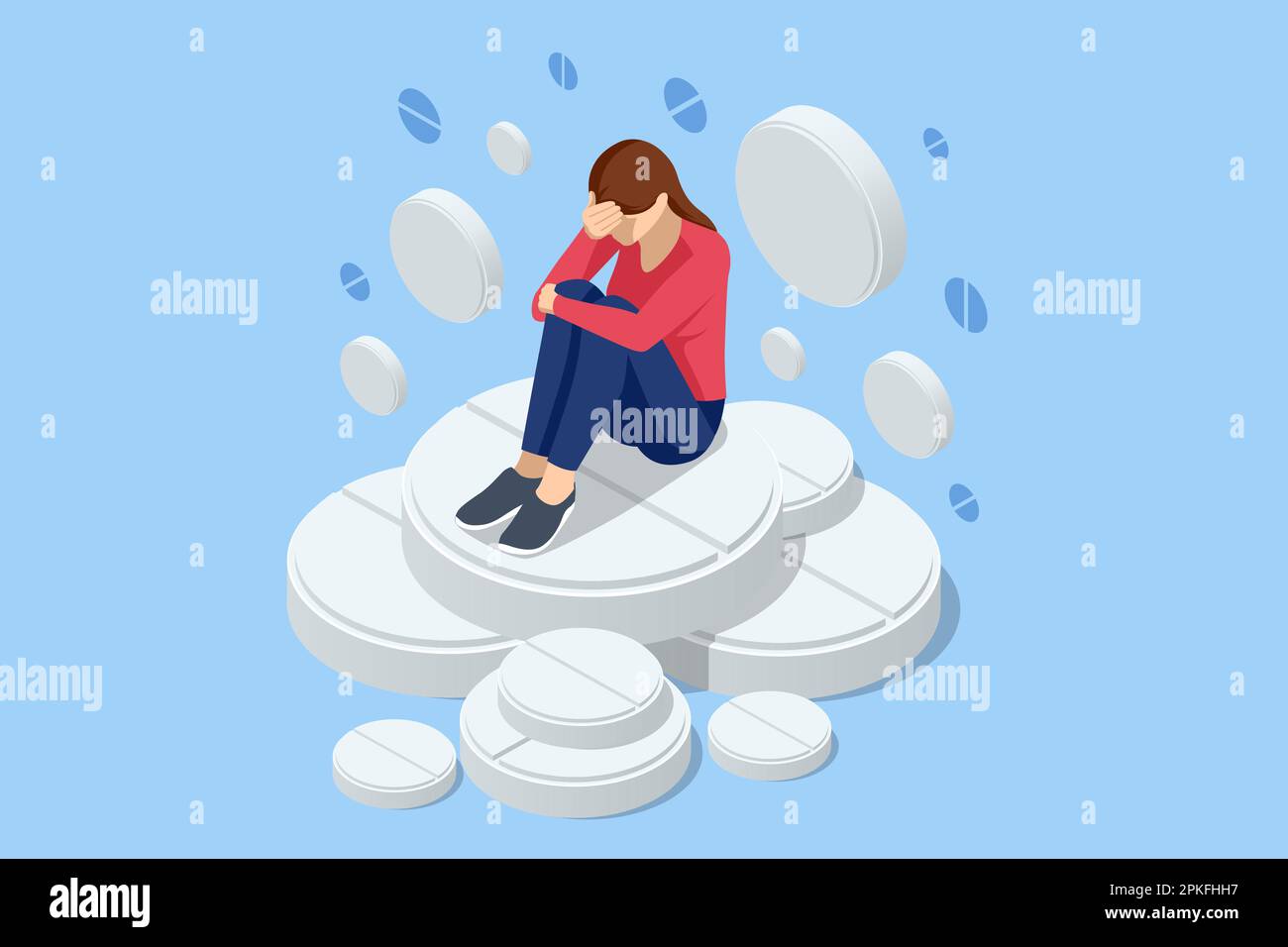 Isometric concept of dependence on pills, drugs, antidepressants ...