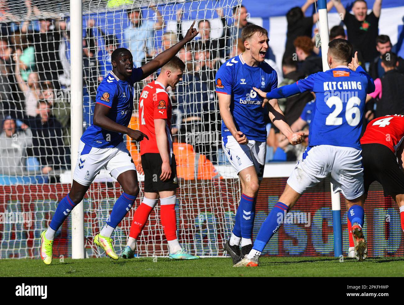 during the Vanarama National League match between Oldham Athletic and  Altrincham at Boundary Park, Oldham on Friday 7th April 2023. (Photo: Eddie  Garvey