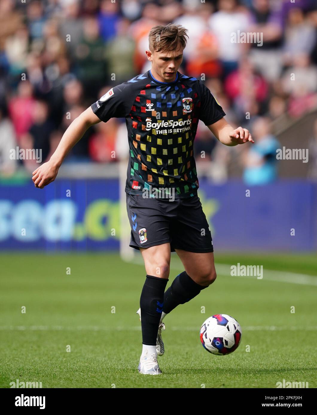 Coventry City's Callum Doyle during the Sky Bet Championship match at the Swansea.com Stadium, Wales. Picture date: Friday April 7, 2023. Stock Photo