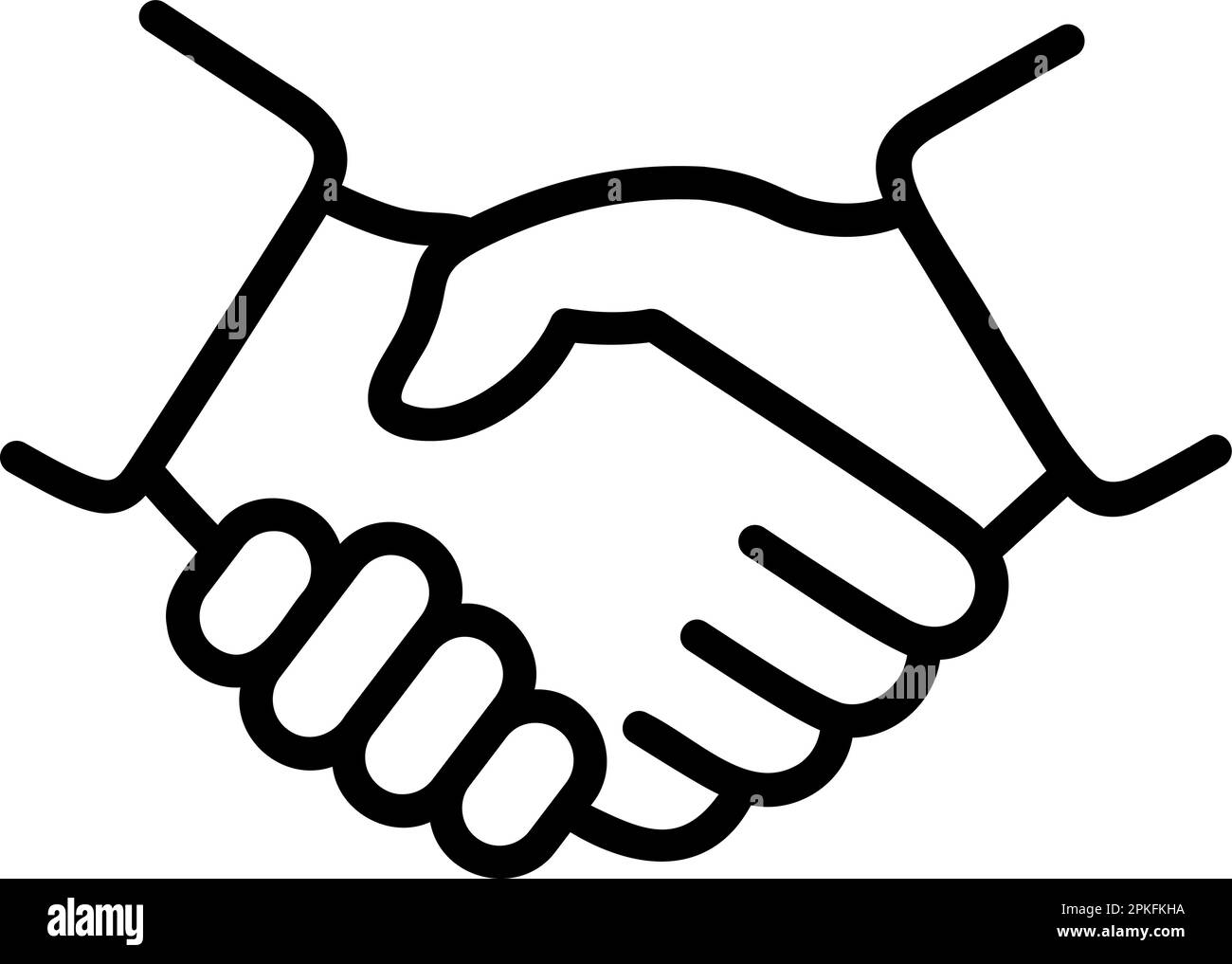 Linear vector icon of handshake of two hands as concept of trust, commitment and partnership Stock Vector