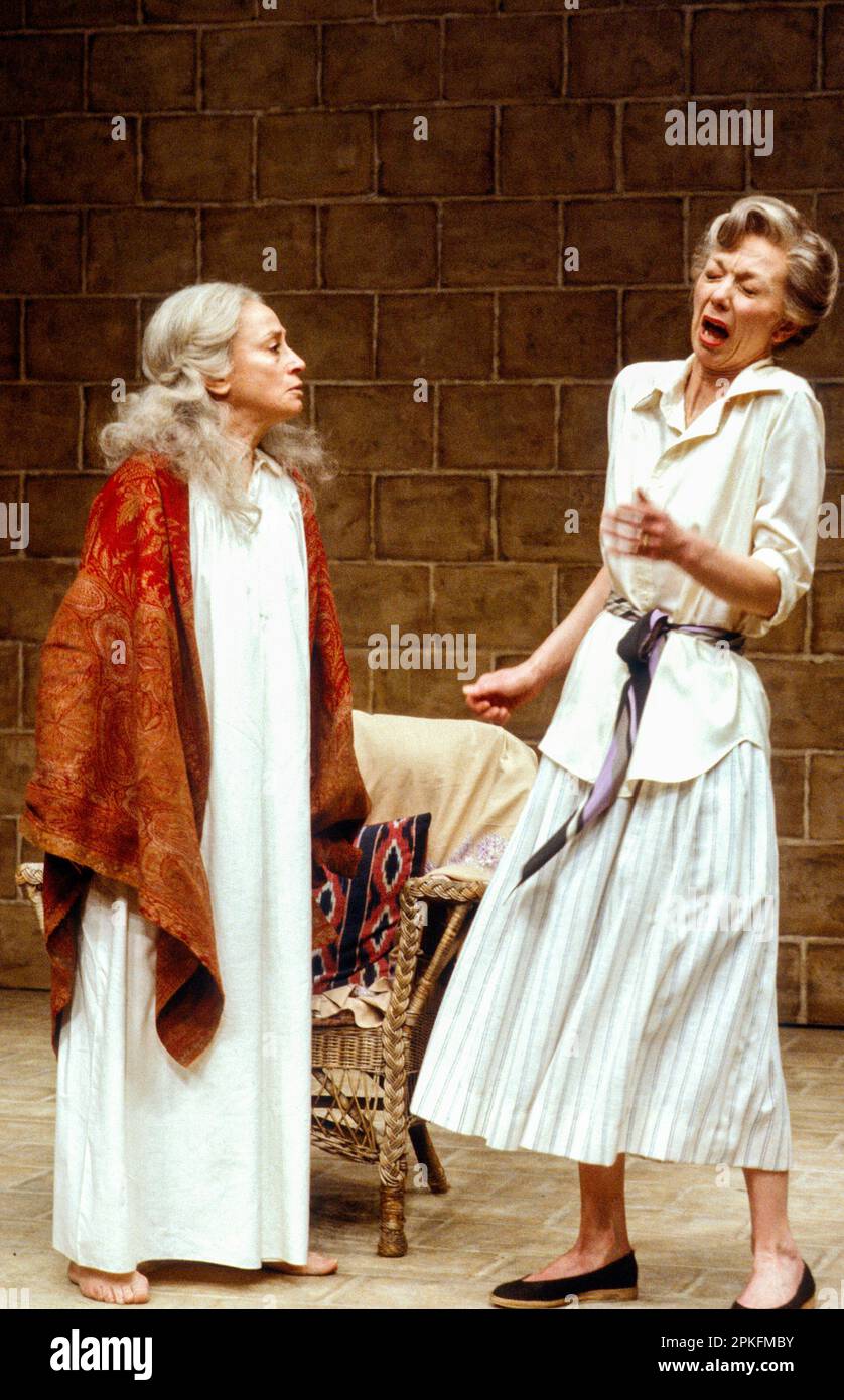 l-r: Yvonne Bryceland (Marthe), Anna Massey (Xenia) in SUMMER by Edward Bond at the Cottesloe Theatre, National Theatre (NT), London SE1  27/01/1982  design: Hayden Griffin  lighting: Rory Dempster  director: Edward Bond Stock Photo