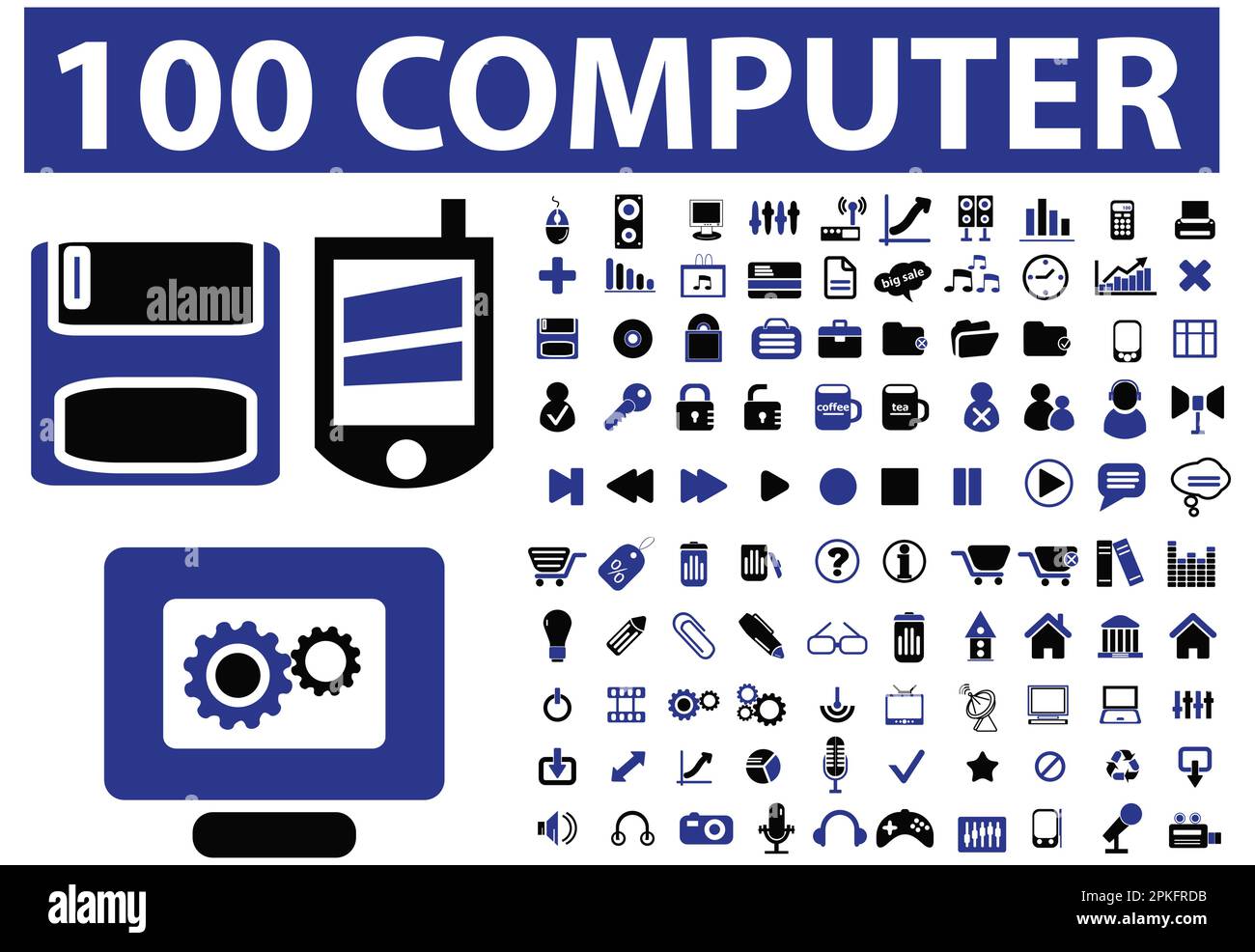 A set of 100 Computer icons signs vector illustration Stock Vector ...