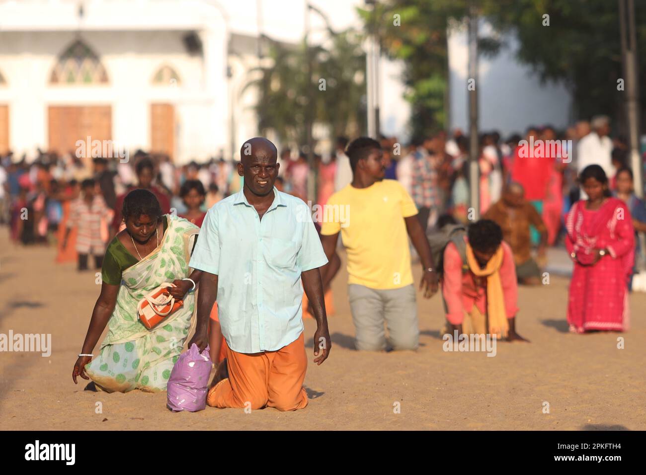 Nagappatinam, Tamil Nadu, India. 7th Apr, 2023. Christian devotees walk