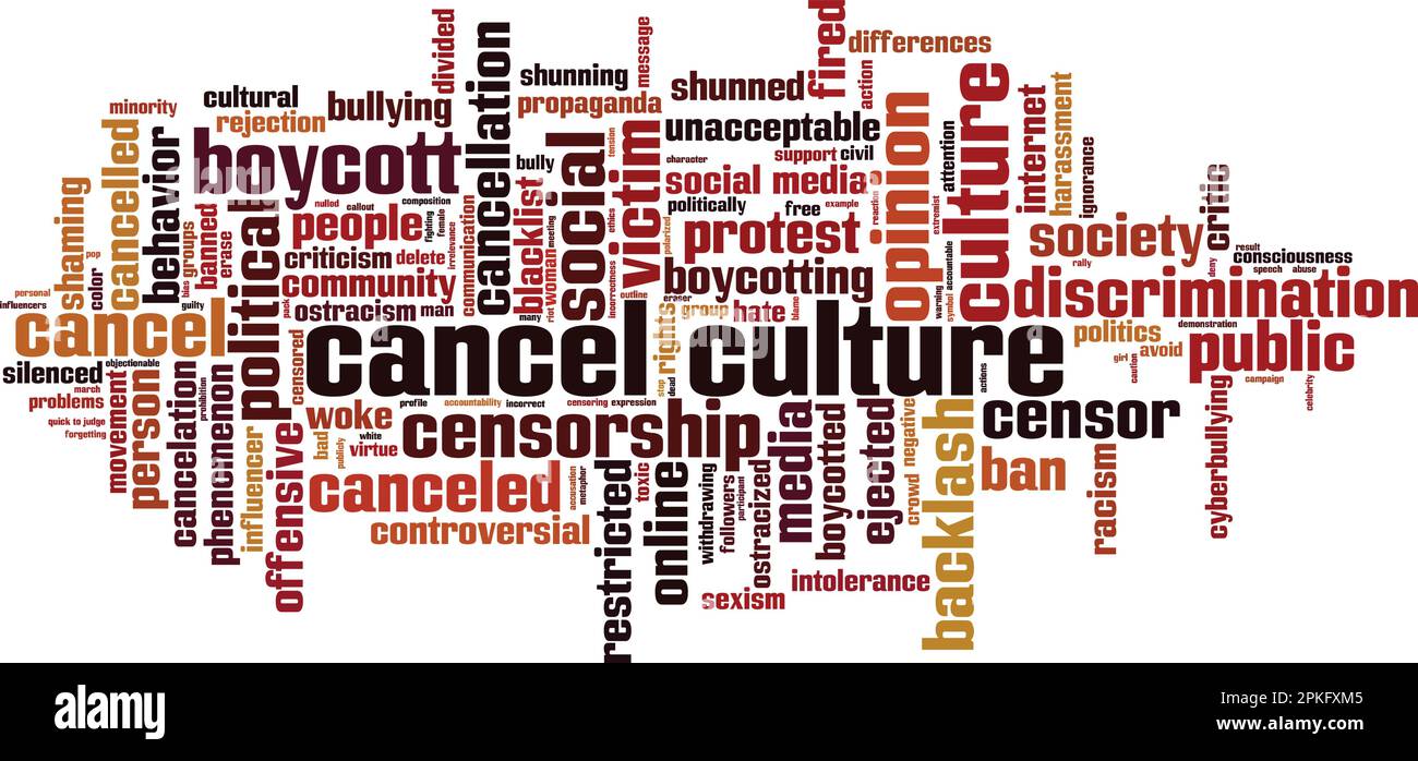 Cancel culture word cloud concept. Collage made of words about cancel