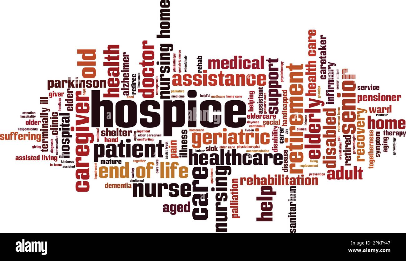 Hospice word cloud concept. Collage made of words about hospice. Vector illustration Stock