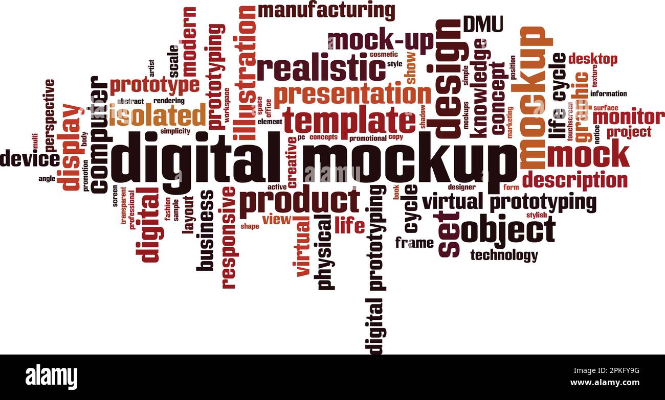Digital mockup, word cloud concept. Collage made of words about digital mockup. Vector illustration Stock Vector