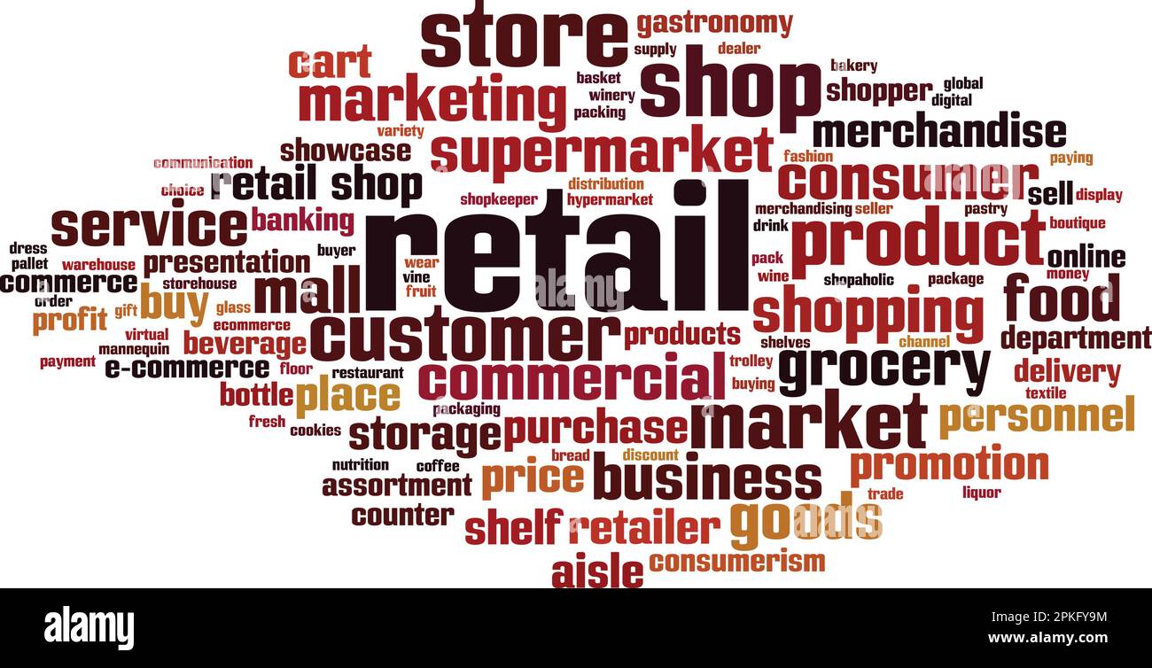 Retail, word cloud concept. Collage made of words about retail. Vector