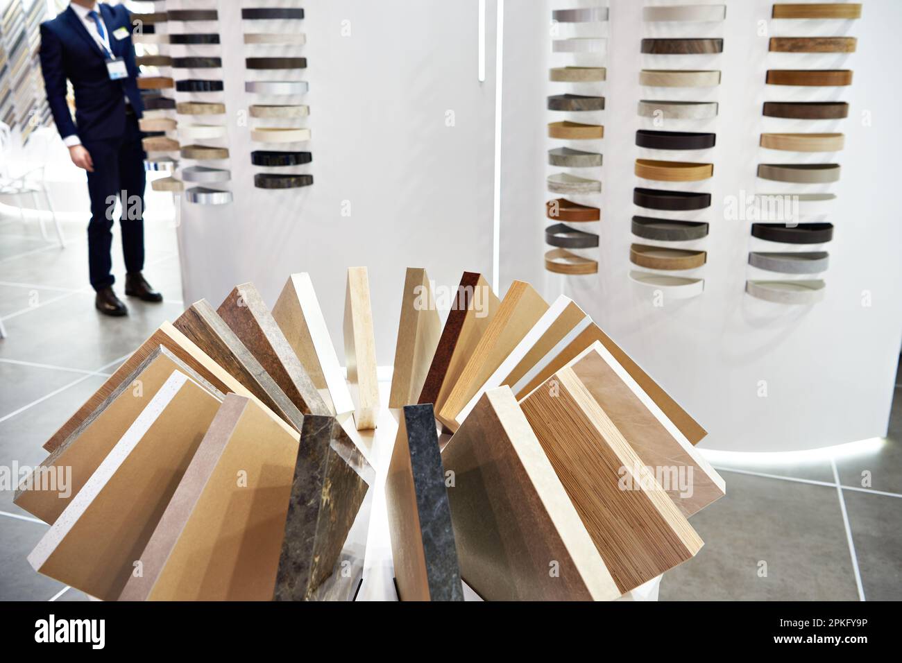 Samples of particle board for furniture on stand store Stock Photo Alamy