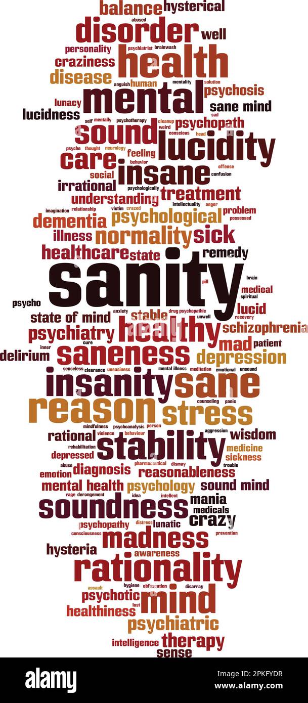 Sanity word cloud concept. Collage made of words about sanity. Vector illustration Stock Vector
