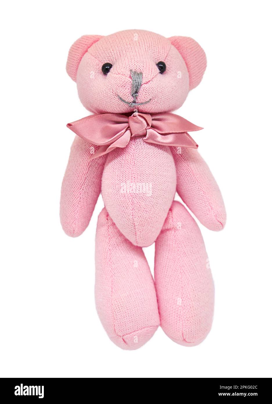 Teddy bear pink isolate on a white background. Selective focus. Baby. Stock Photo