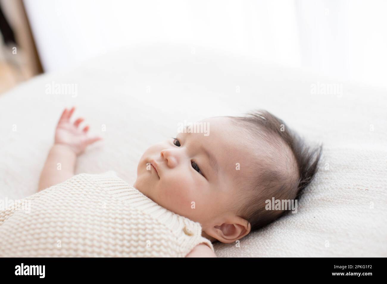Baby sleeping on back Stock Photo Alamy