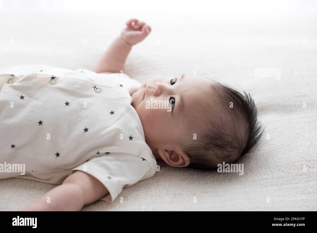 Baby sleeping on back Stock Photo Alamy