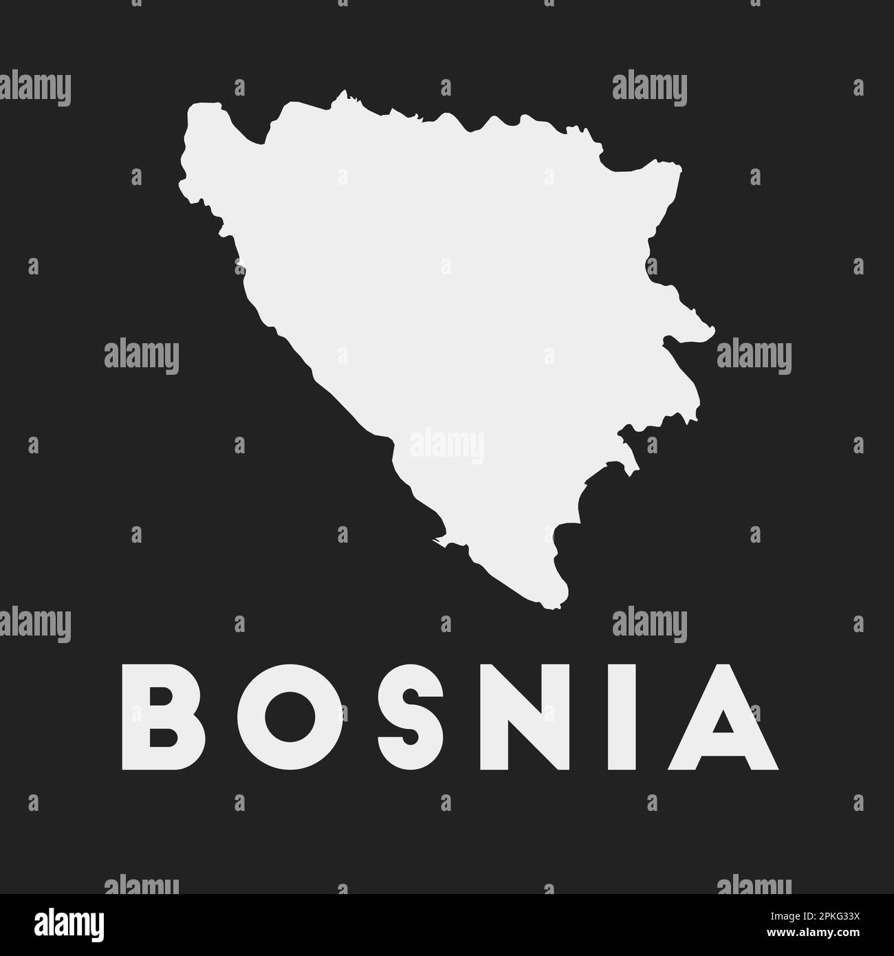 Bosnia icon. Country map on dark background. Stylish Bosnia map with country name. Vector illustration. Stock Vector