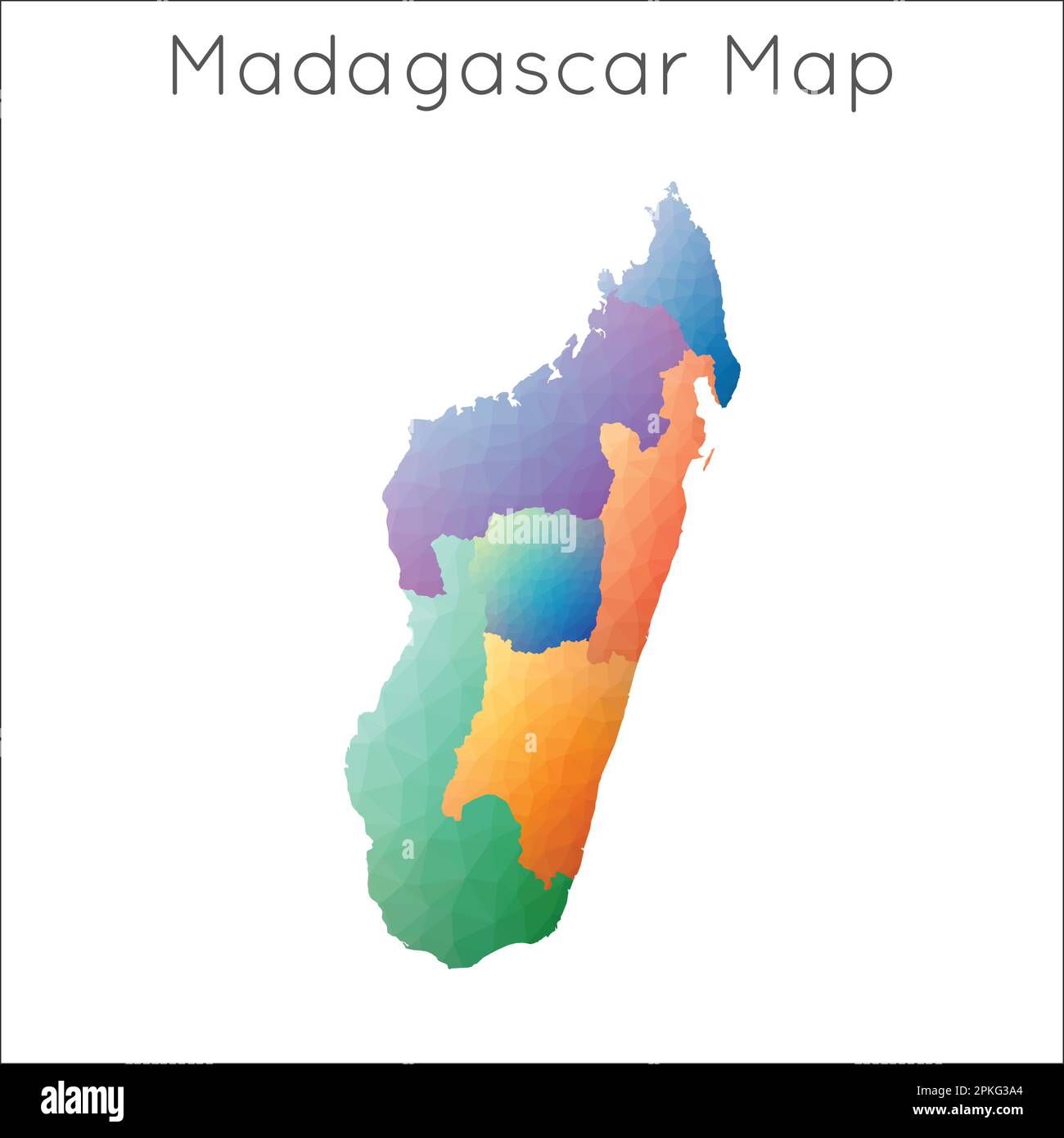 Low Poly map of Madagascar. Madagascar geometric polygonal, mosaic style map. Stock Vector