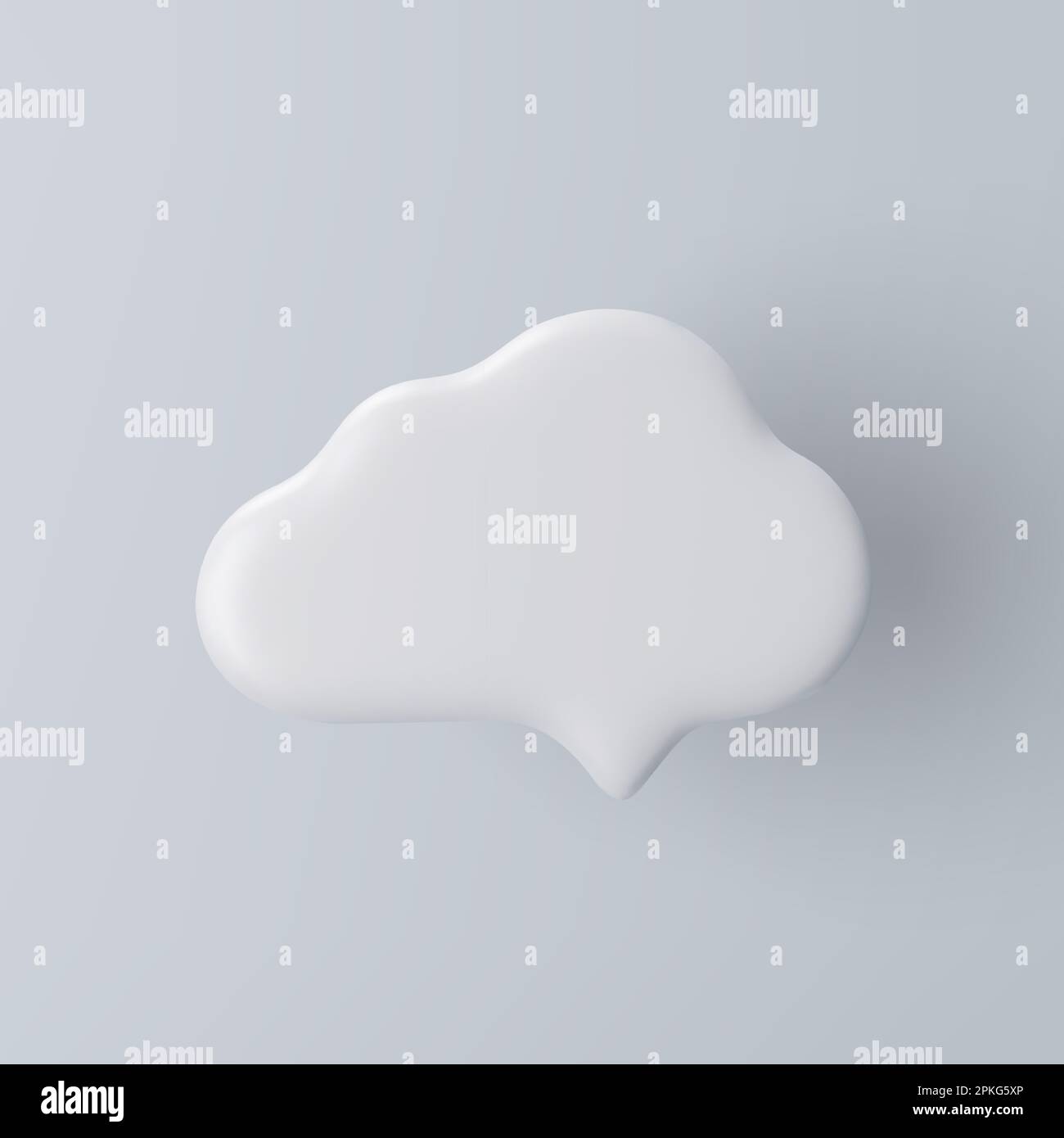 3D white cloud shaped speech bubble icon on a grey background. Stock Vector