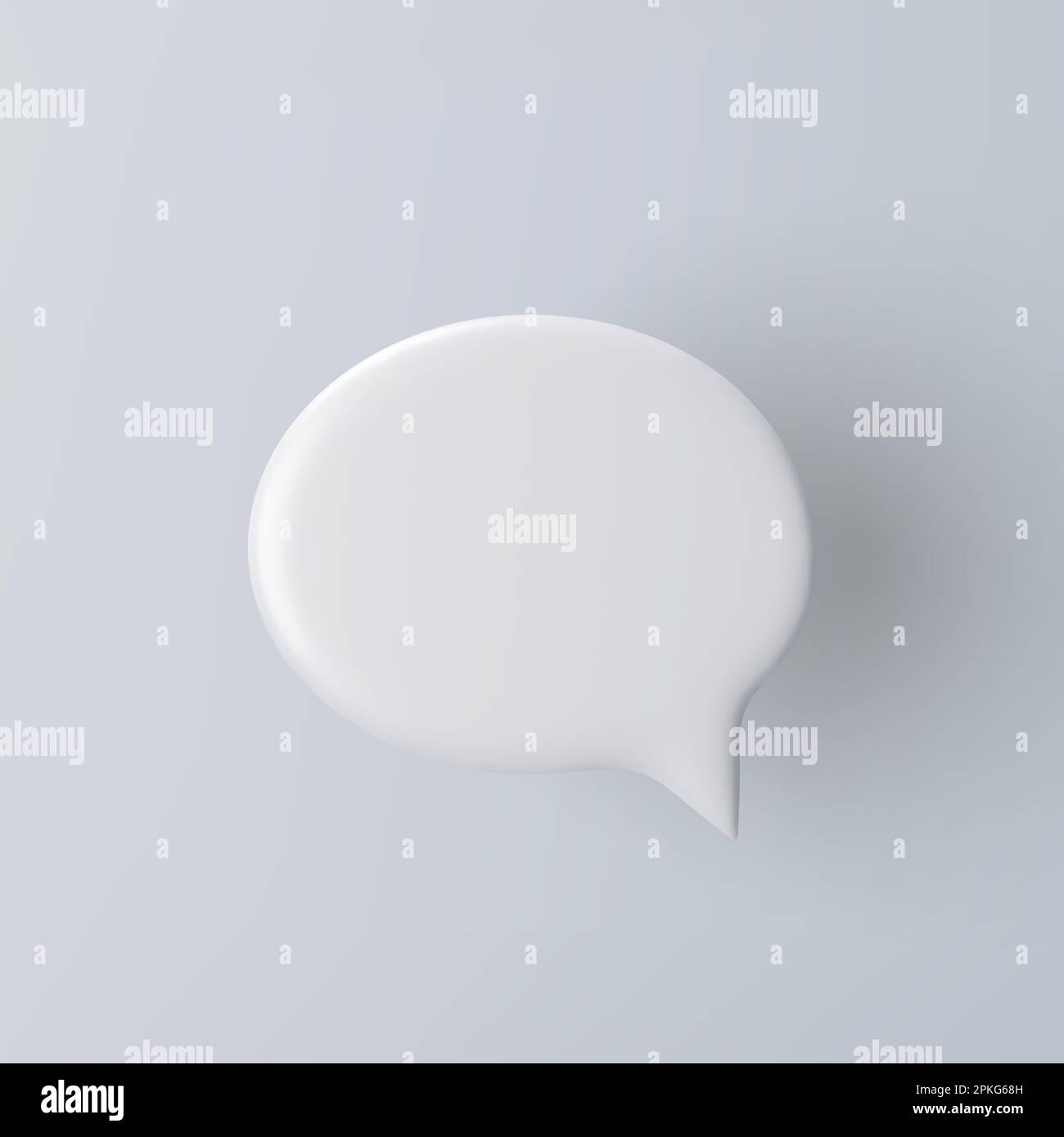 3D white speech bubble icon on a grey background. Stock Vector
