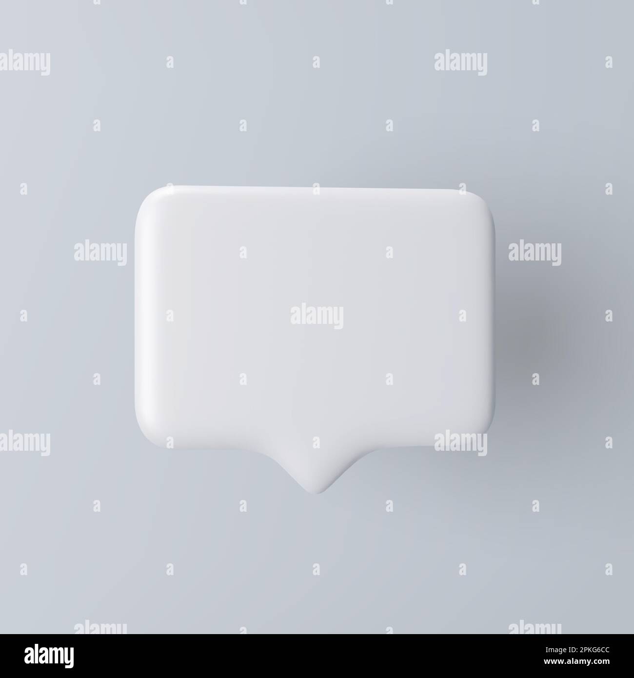3D white speech bubble icon on a grey background. Stock Vector