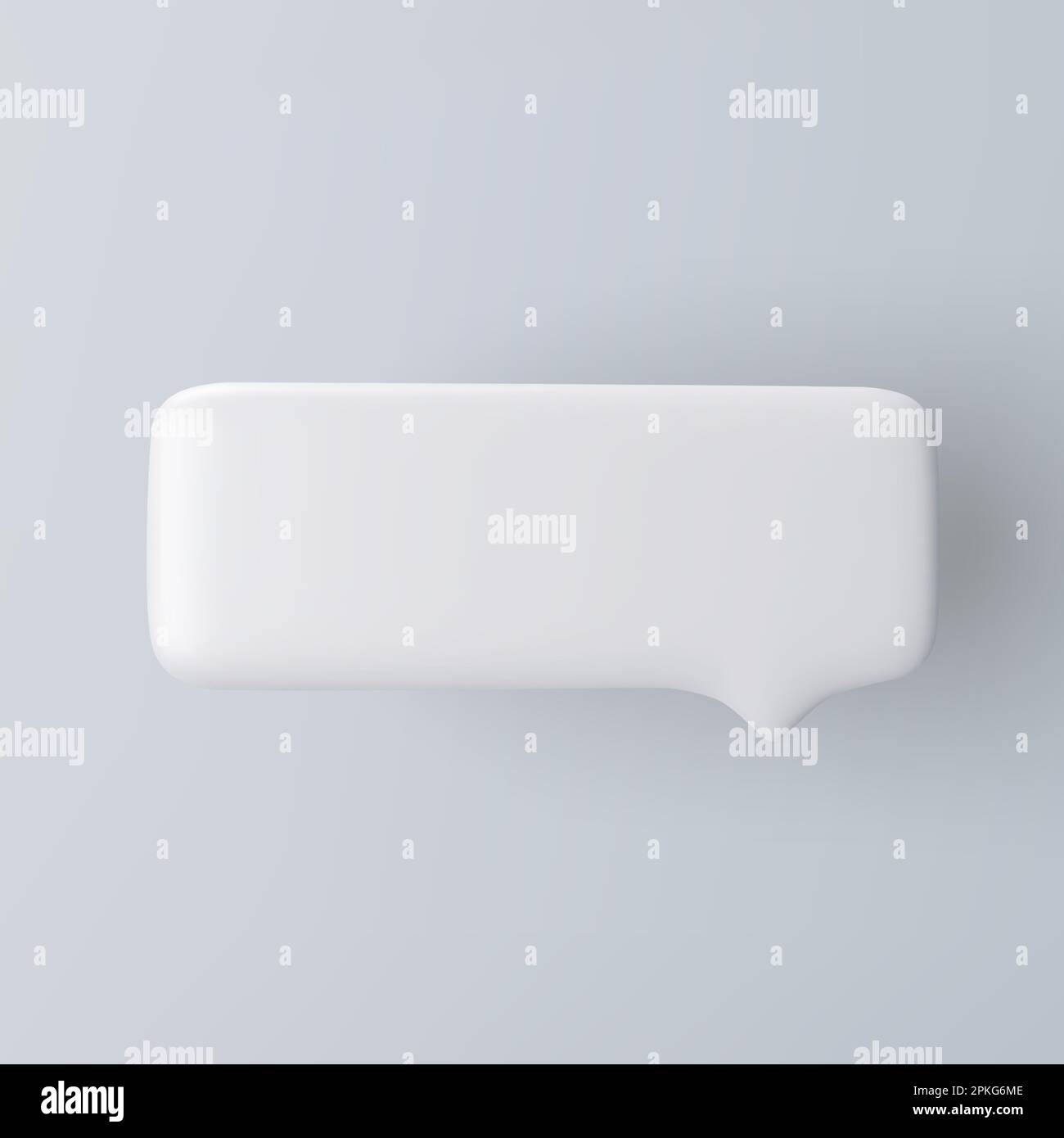 3D white rectangular speech bubble icon on a grey background. Stock Vector