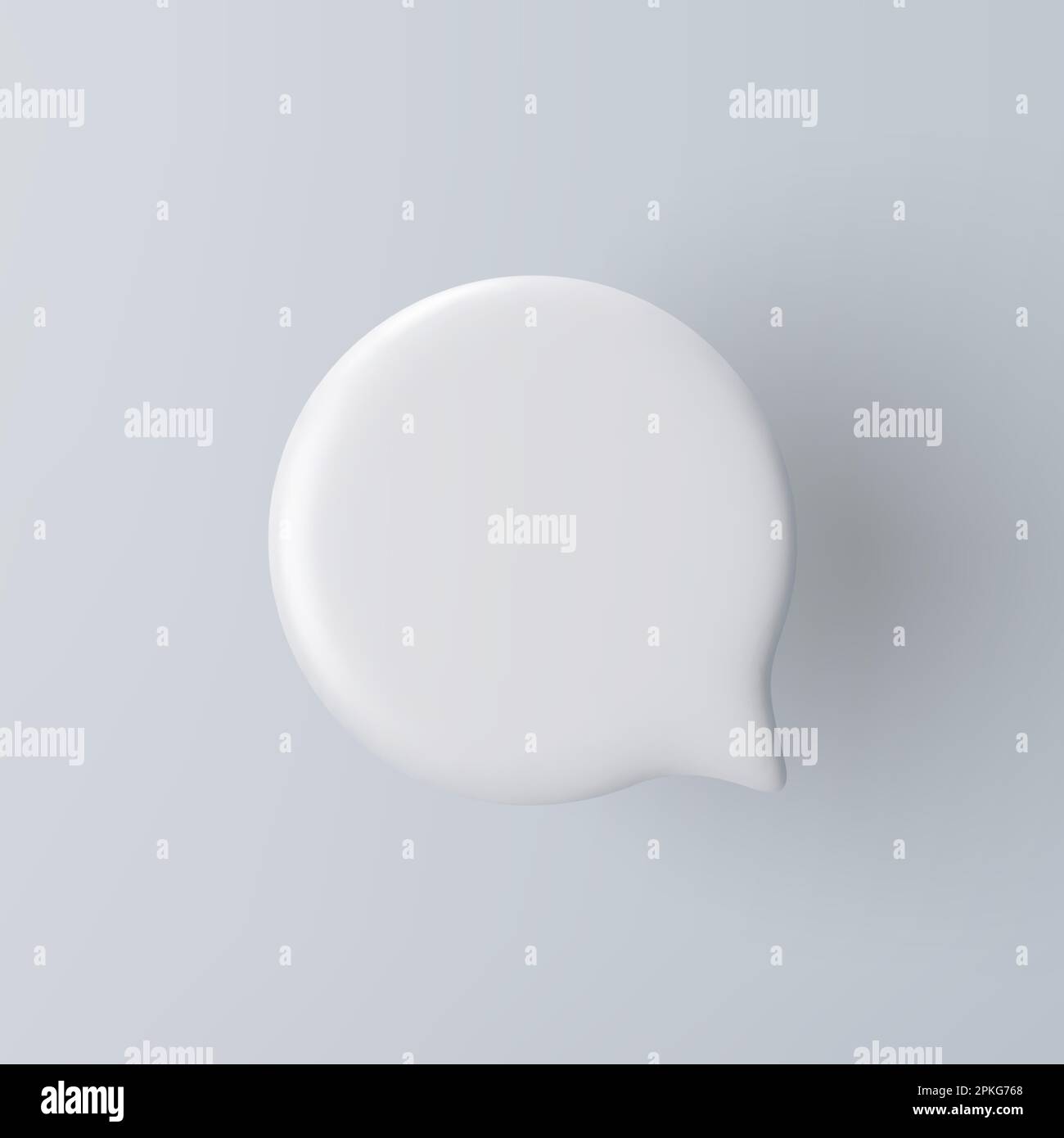 3D white round speech bubble icon on a grey background. Stock Vector
