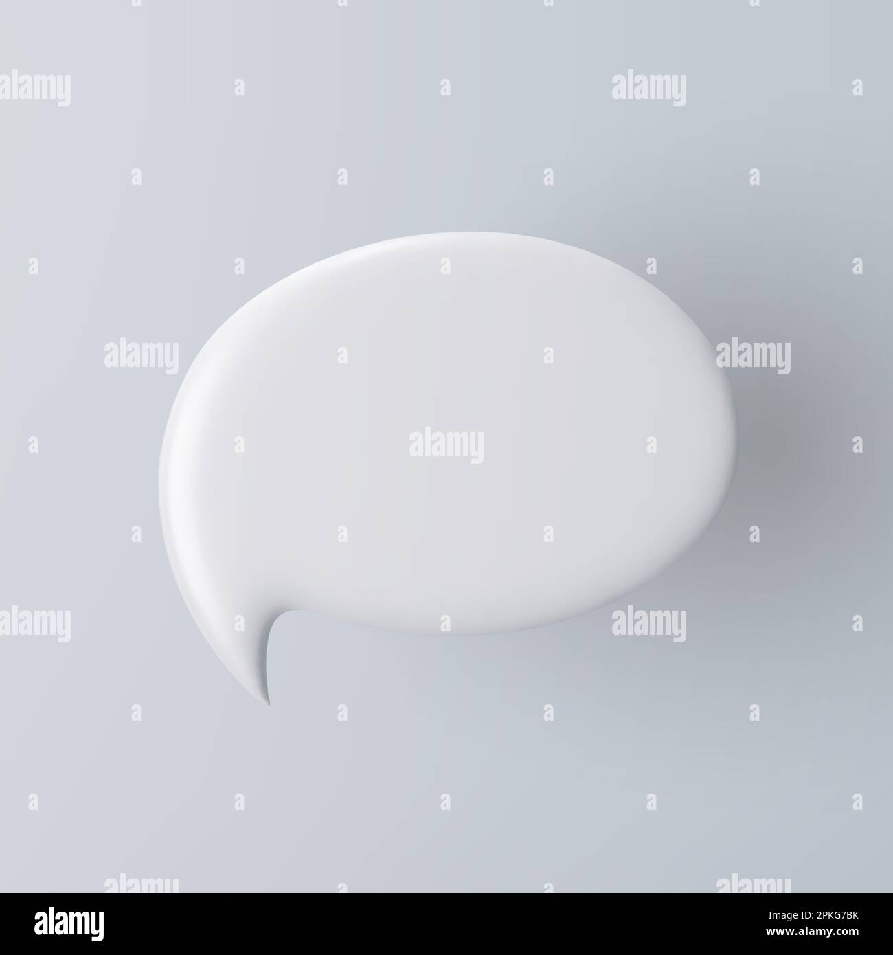 3D white speech bubble icon on a grey background. Stock Vector