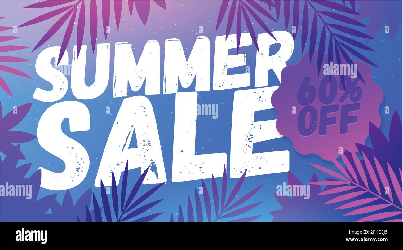 Summer Sale poster with palm leaf design for print or web. Summer Sale