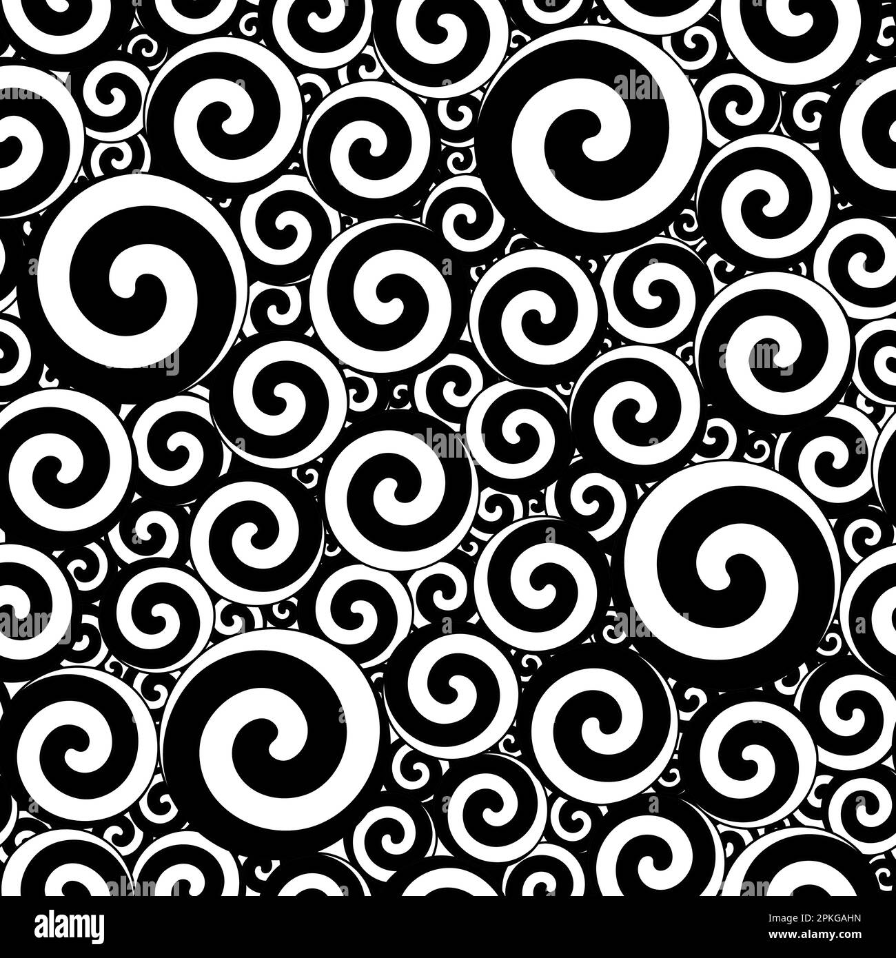 Seamless pattern with black and white swirls. Color vector background ...