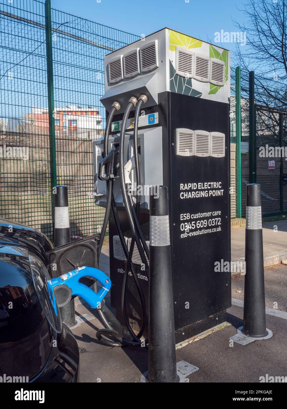 An electric car on charge at an ESB rapid electric charging point, Gloucester Way, London, UK. Stock Photo