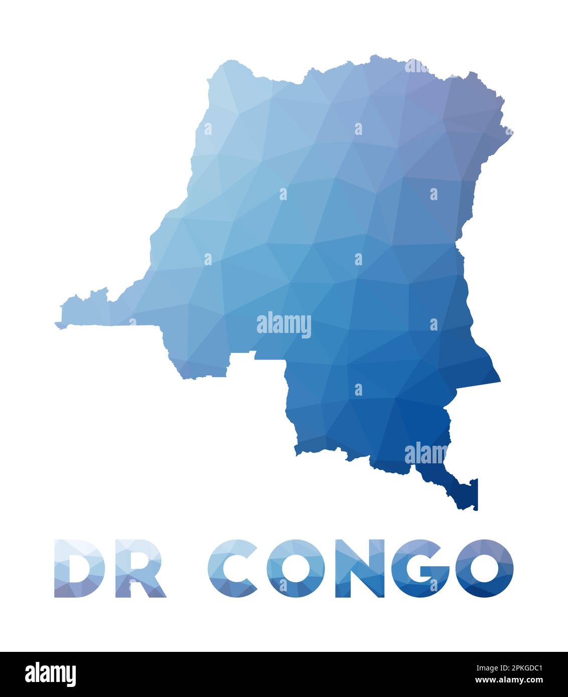 Low poly map of DR Congo. Geometric illustration of the country. DR