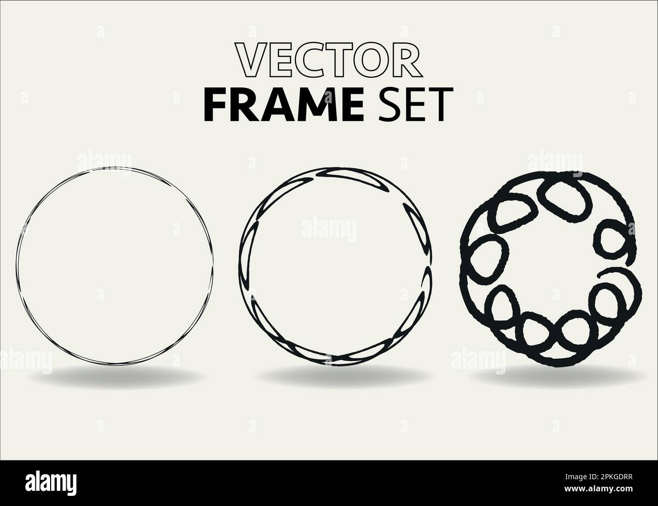 Hand drawn circles sketch frame vector set. Rounds scribble line ...