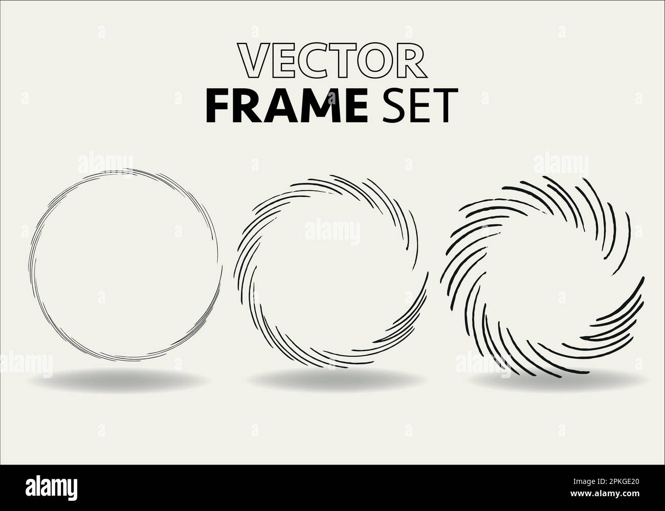 Hand drawn circles sketch frame vector set. Rounds scribble line circles. Vector illustrations. Stock Vector