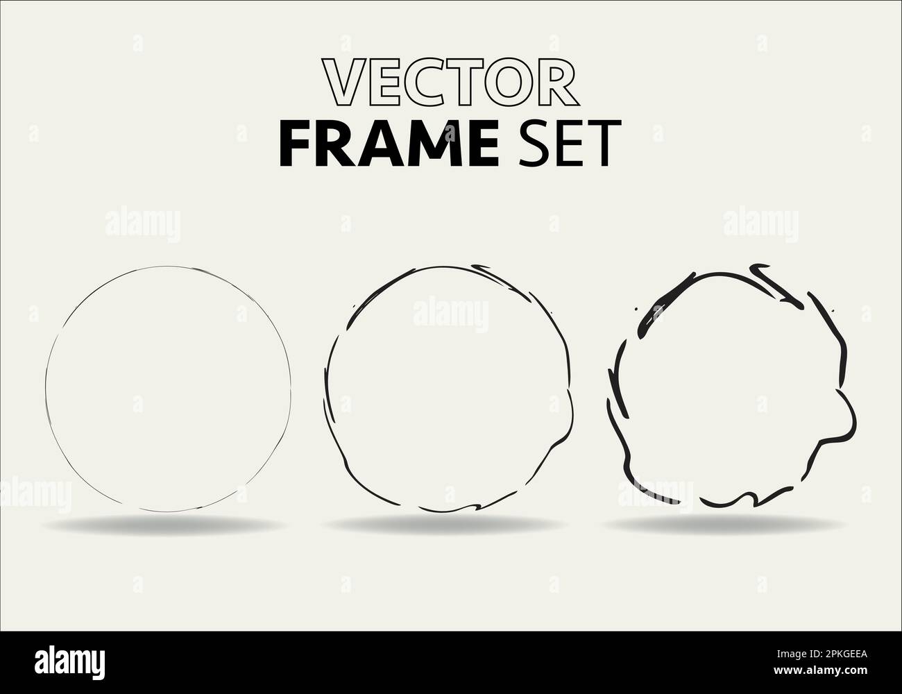 Hand drawn circles sketch frame vector set. Rounds scribble line circles. Vector illustrations. Stock Vector