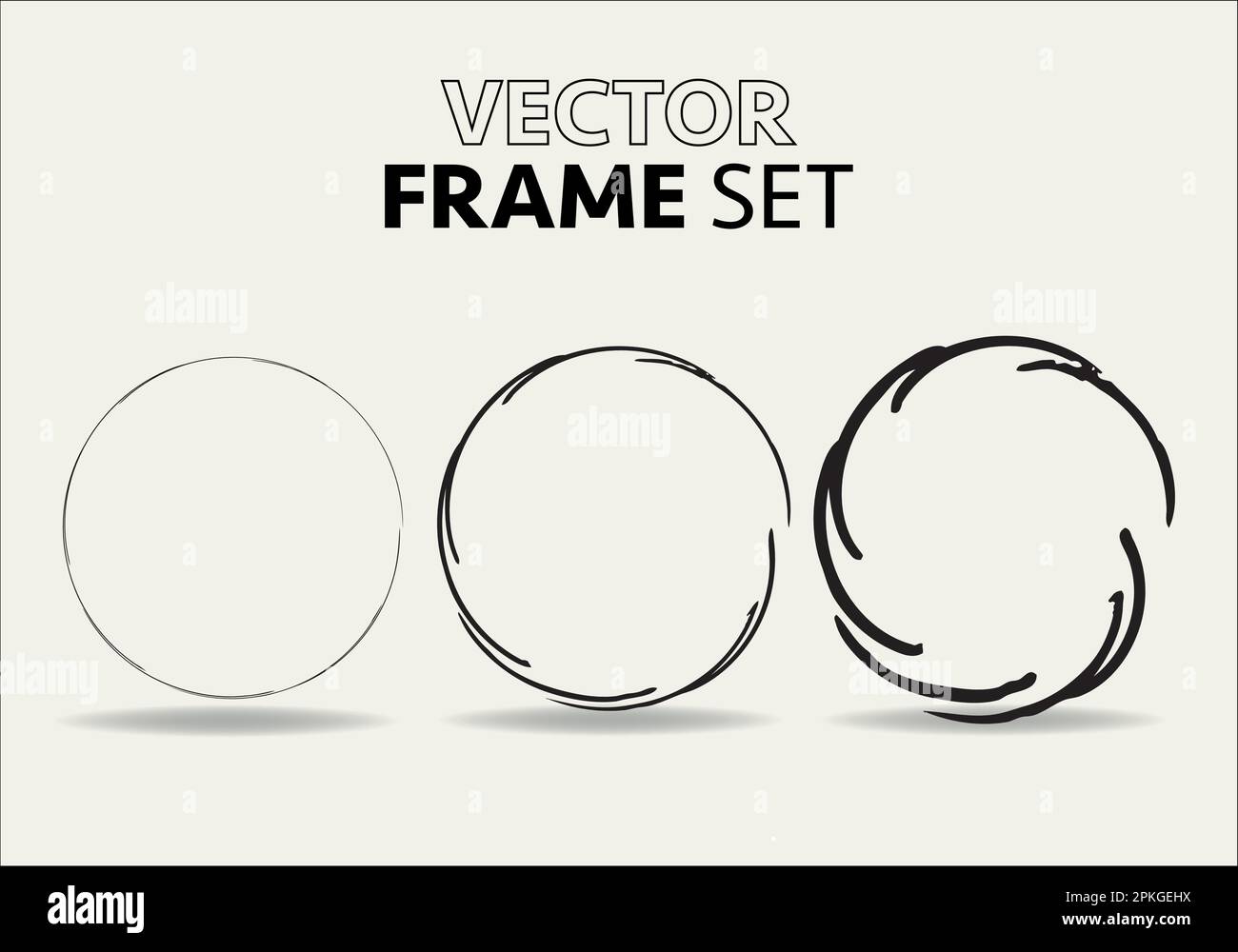 Hand drawn circles sketch frame vector set. Rounds scribble line circles. Vector illustrations. Stock Vector