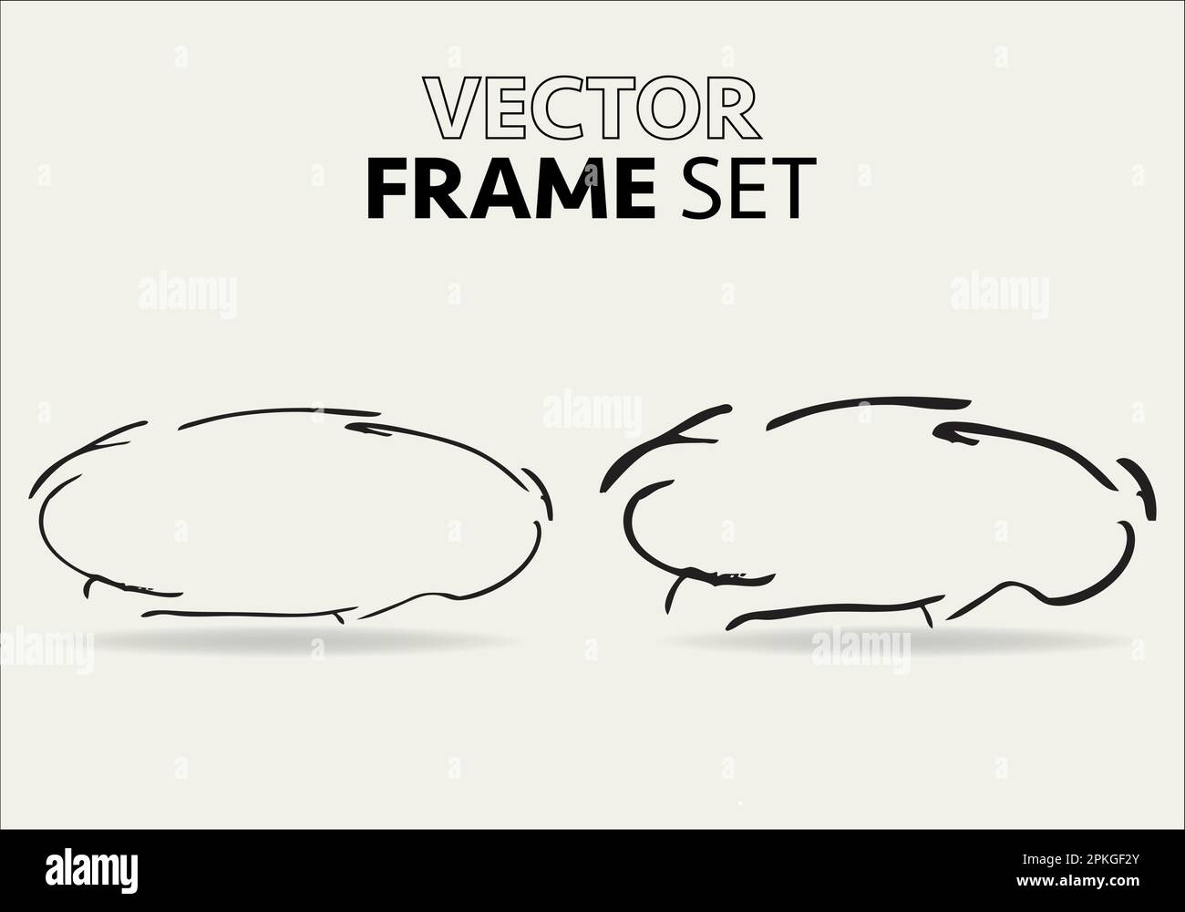 Doodle oval. Hand-drawn ellipse, round grunge frame and circled doodle isolated icon set on white. Stock Vector