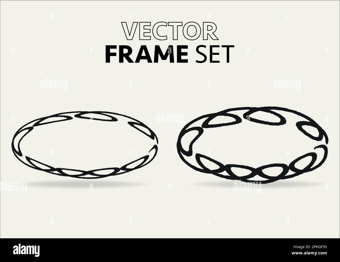 Doodle oval. Hand-drawn ellipse, round grunge frame and circled doodle isolated icon set on white. Stock Vector