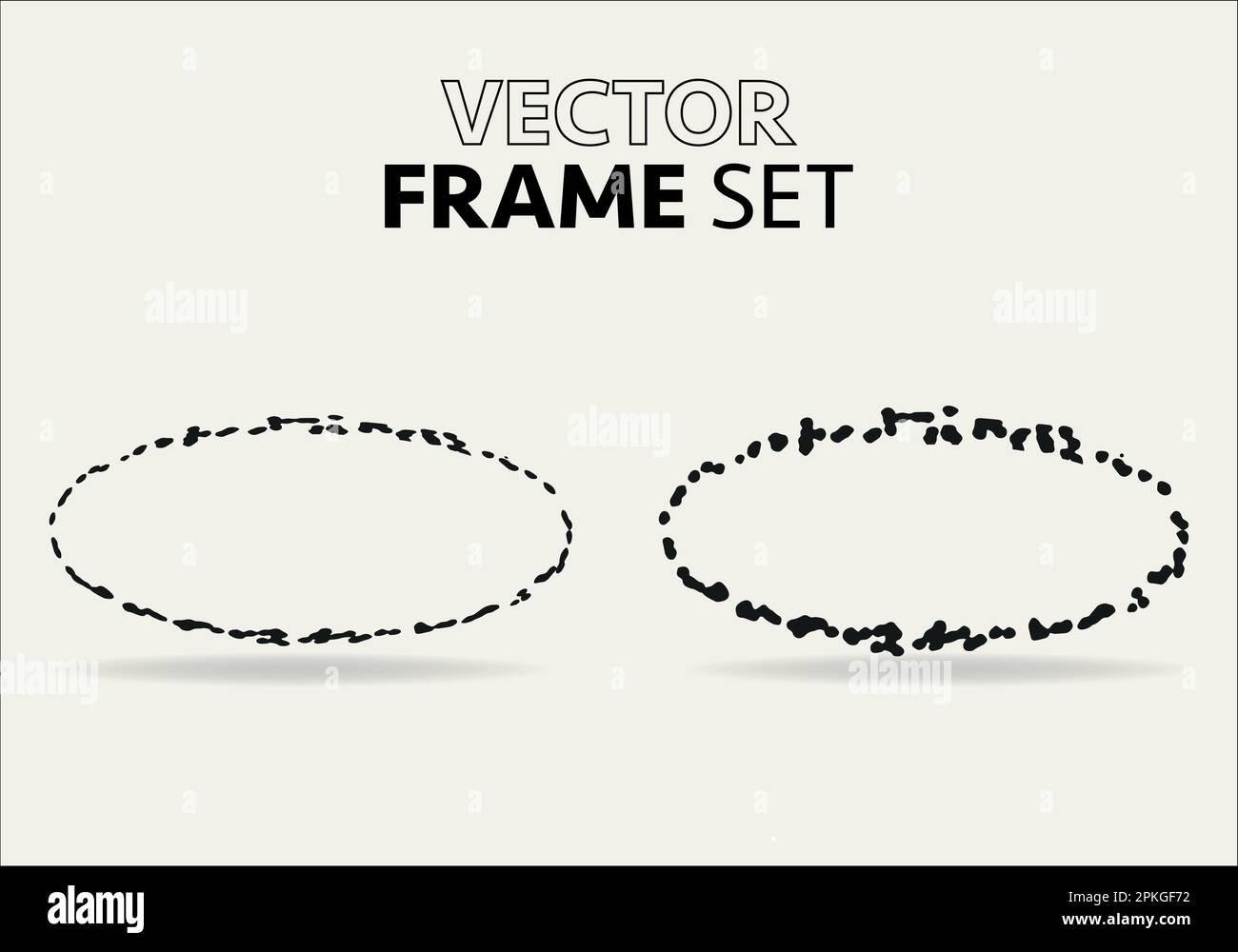 Doodle oval. Hand-drawn ellipse, round grunge frame and circled doodle isolated icon set on white. Stock Vector