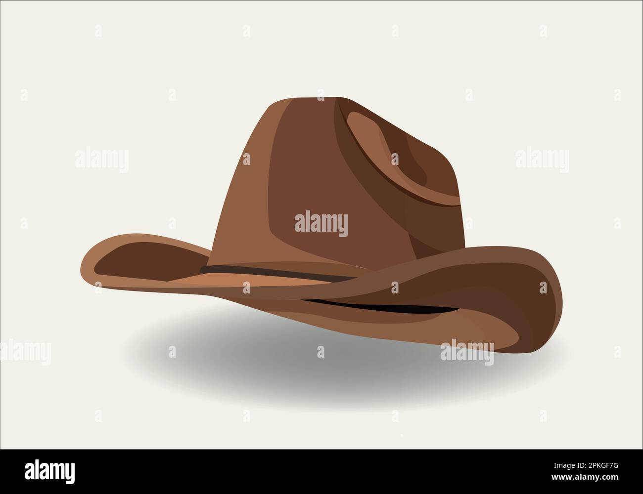 American men wild west ride beige leather lid isolated on white background. Stock Vector