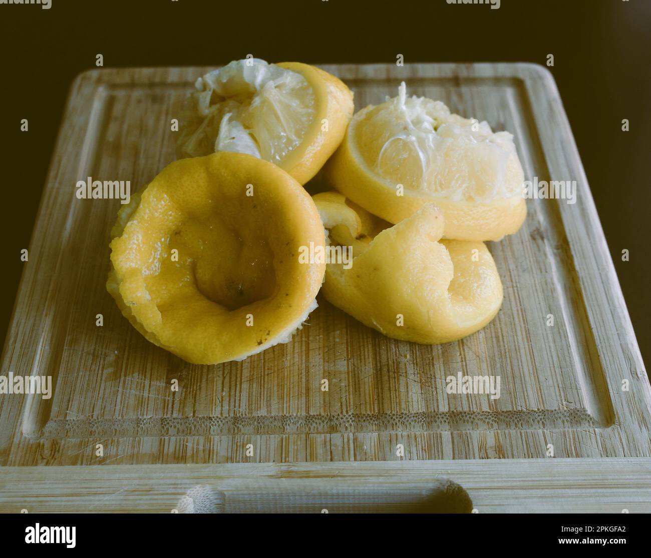 Lemons juiced, Lemons squeezed, food prep Stock Photo