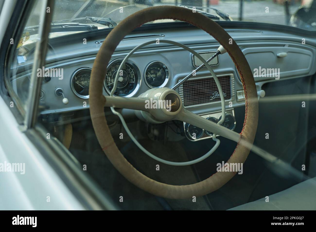 old timer cockpit view skoda octavia year 1963 Stock Photo