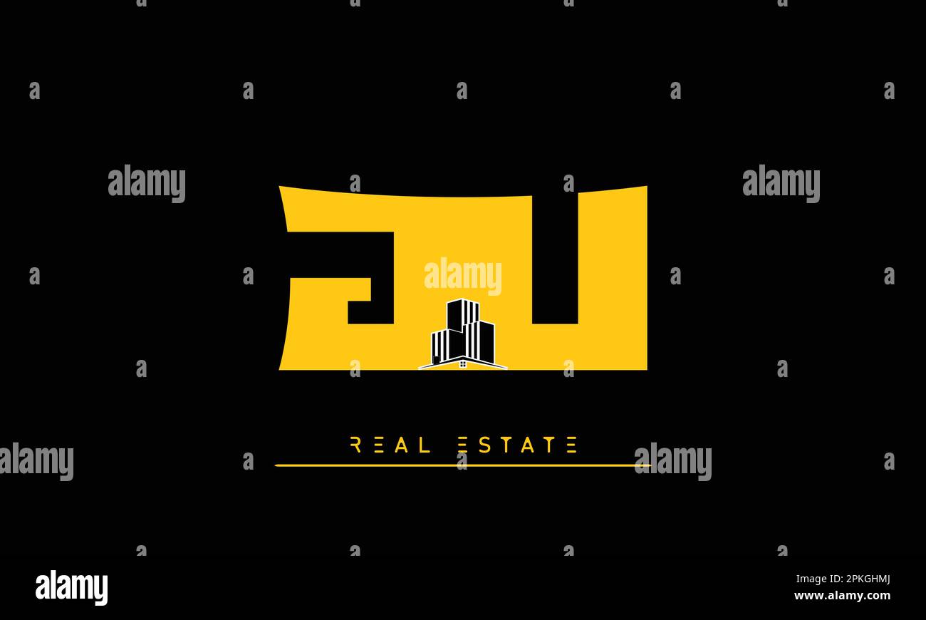 Real Estate letters Initials Monogram logo JU , UJ Stock Vector