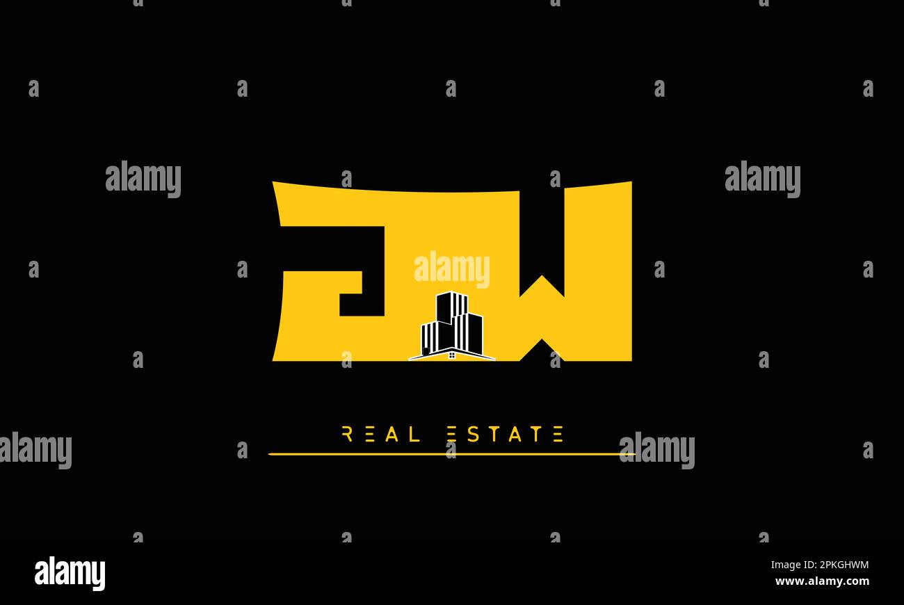 Real Estate letters Initials Monogram logo JW , WJ Stock Vector
