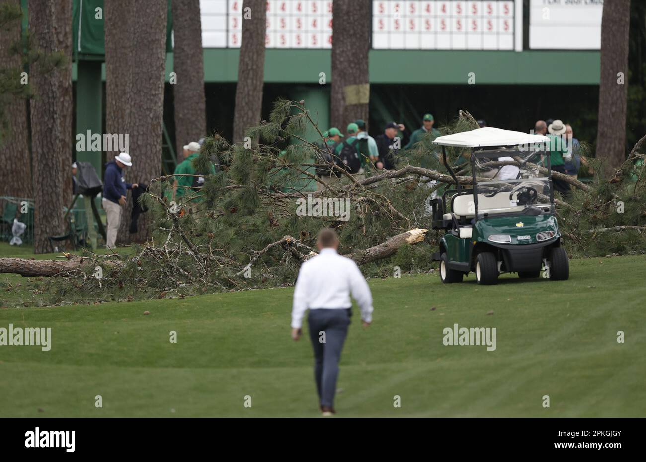 Augusta, United States. 07th Apr, 2023. With trees knocked down near