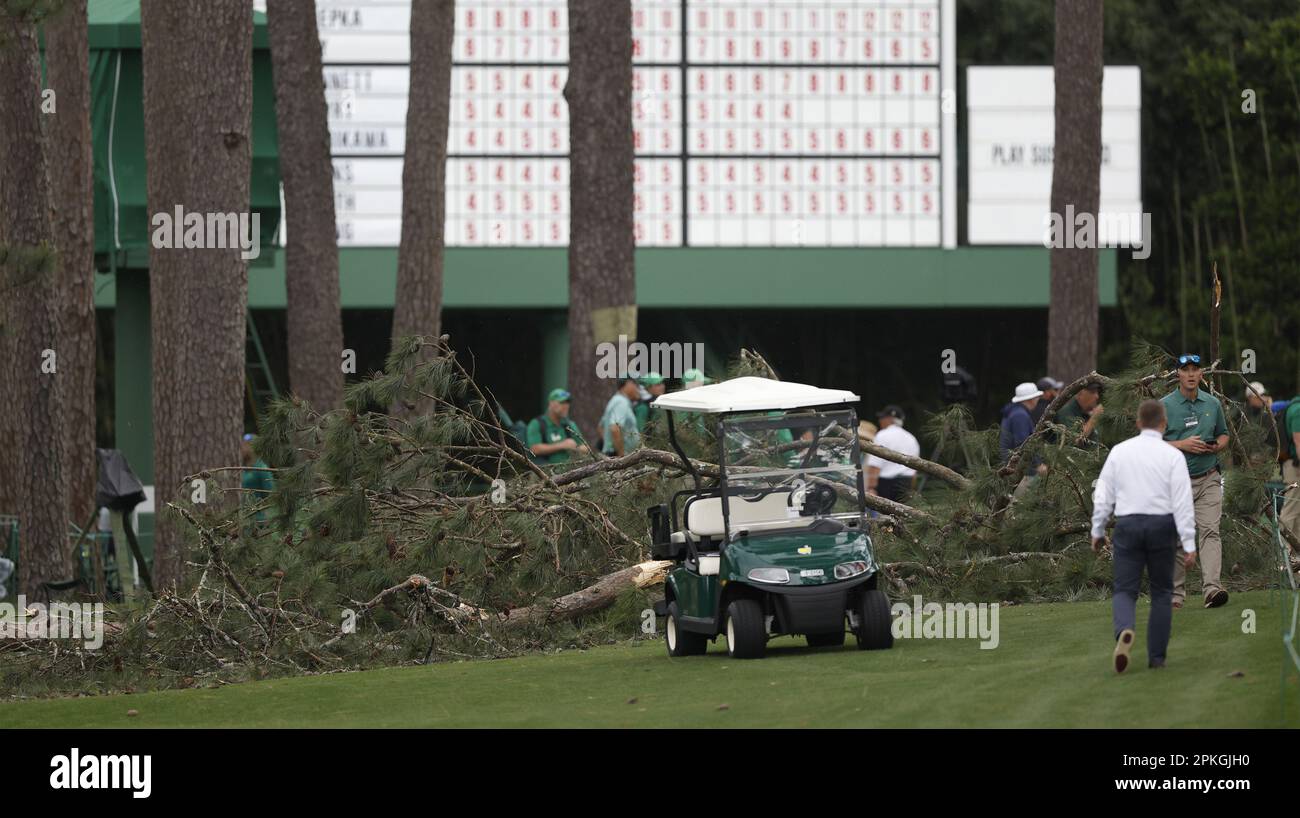 Augusta, United States. 07th Apr, 2023. With trees knocked down near