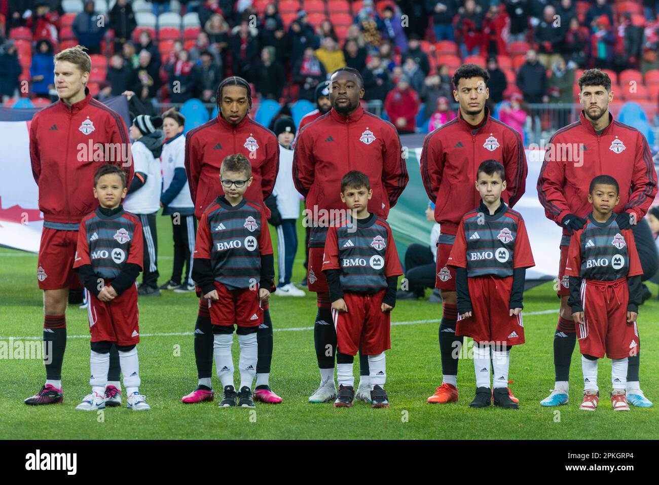 Toronto, ON, Canada April 1 Toronto FC players stand for the