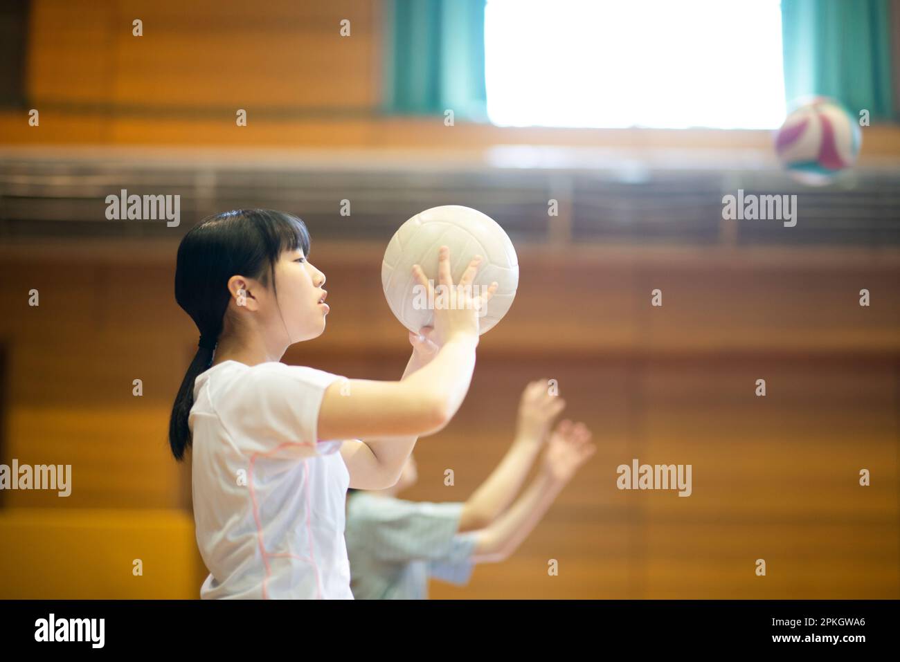 Female student playing volleyball in the gym Stock Photo Alamy