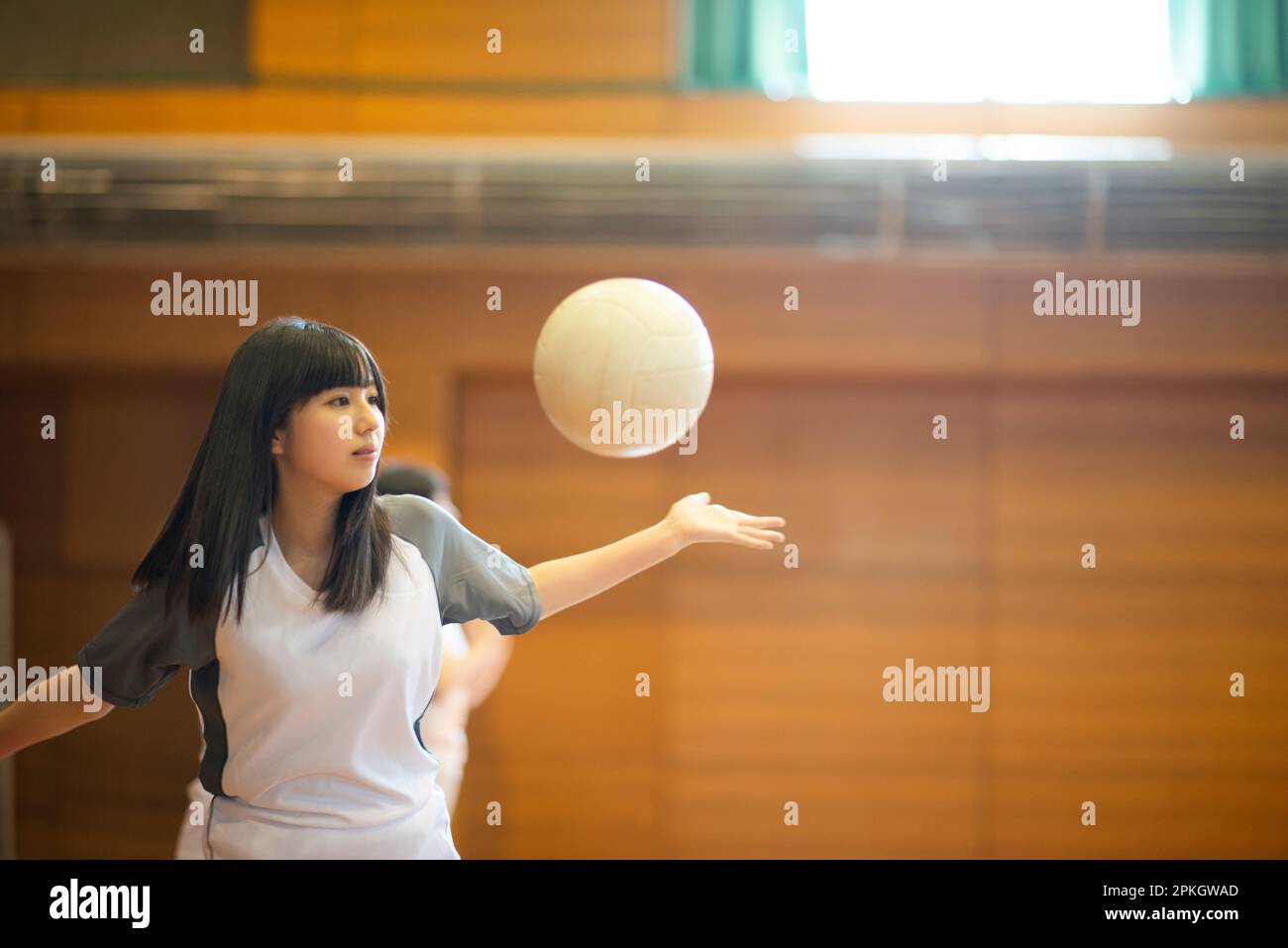 Female student playing volleyball in the gym Stock Photo Alamy