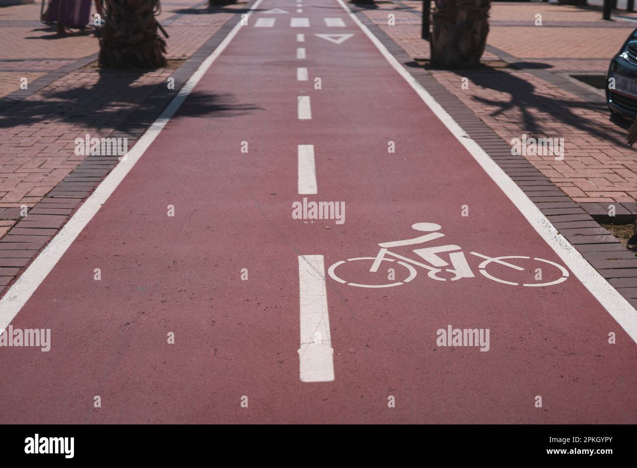 Bicycle path red Stock Photo
