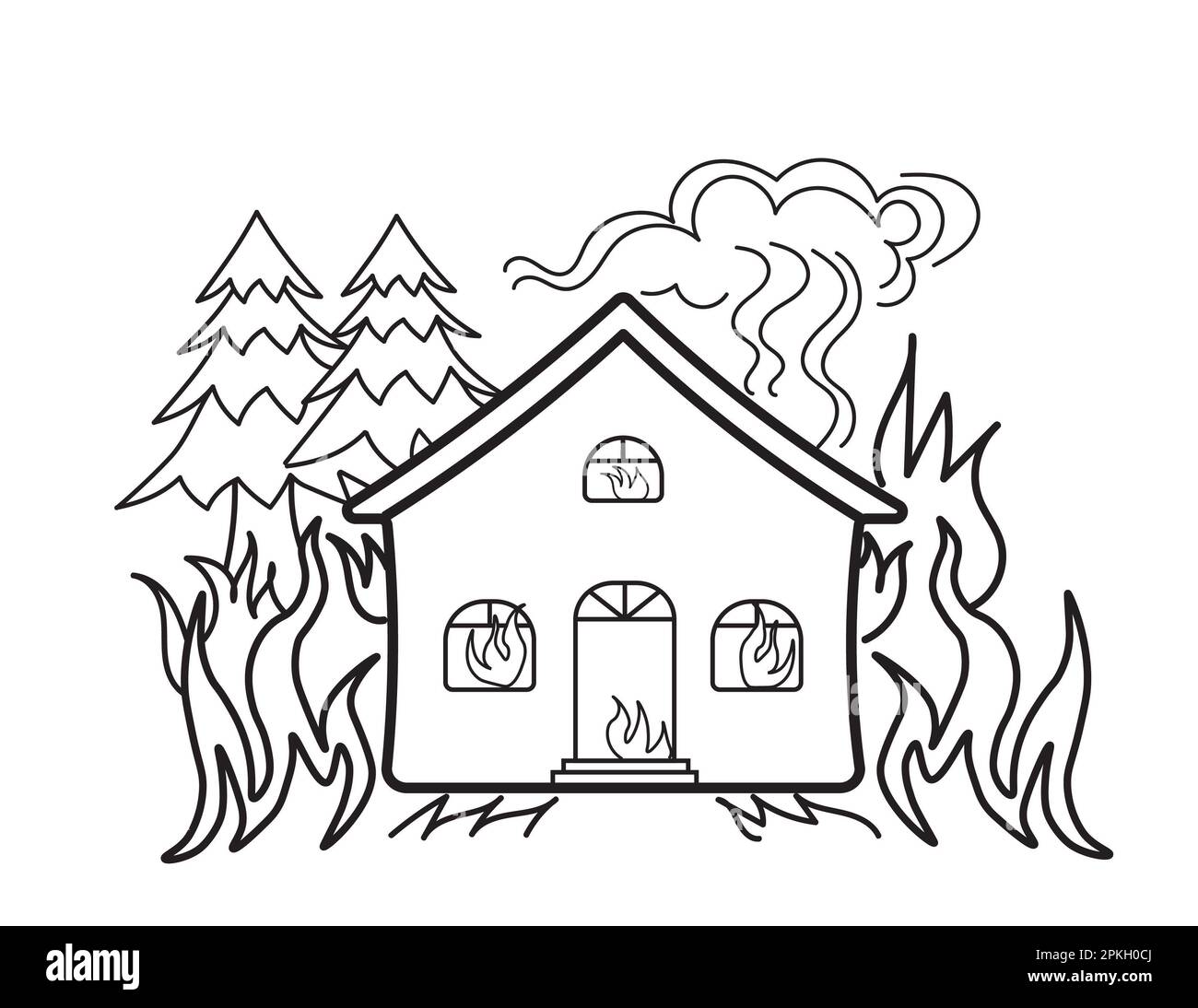 House Fire Clipart Black And White