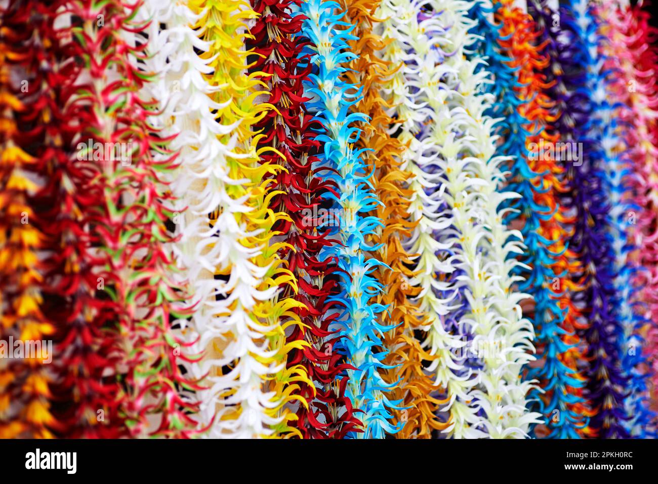 Beautiful Artificial Tropical Flower Garlands Stock Photo Alamy