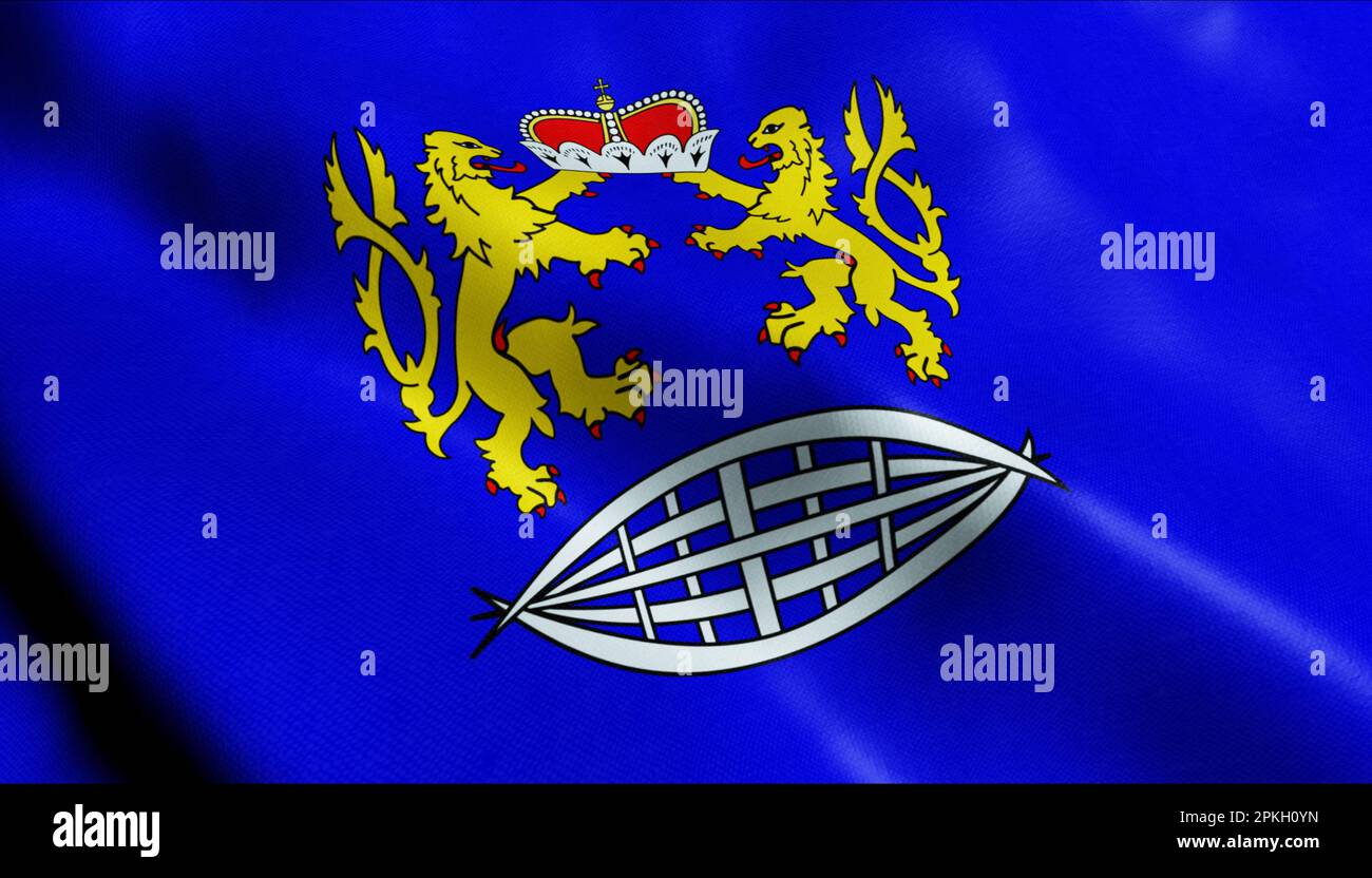 3D Illustration of a waving Czech city flag of Ceske Hermanice Stock Photo