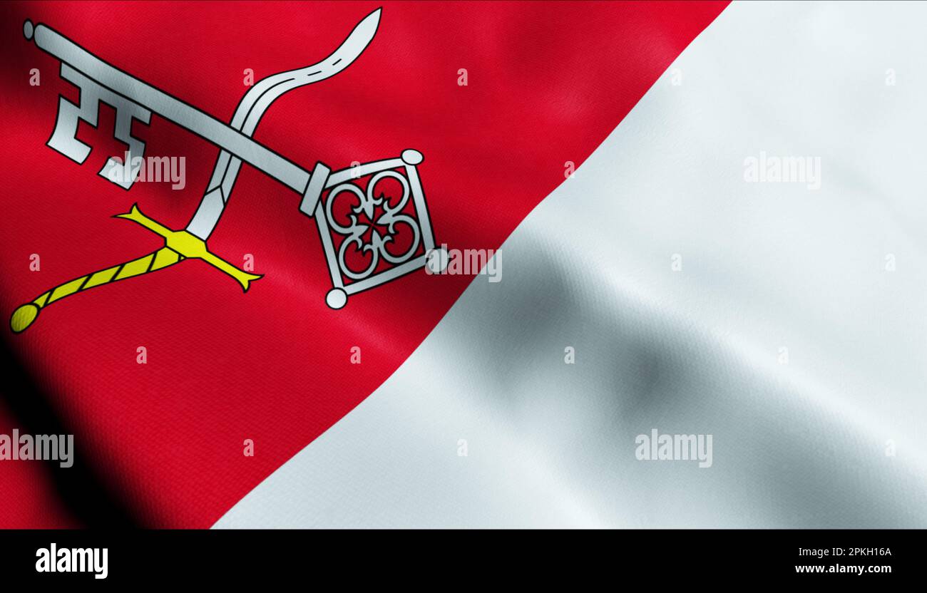 3D Illustration of a waving Czech city flag of Vilemov Stock Photo